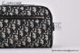 Dior Toiletry Bag Beige & Black Oblique Jacquard with Black Grained Calfskin