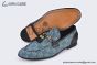 Gucci Jordaan Blue Canvas Loafer with Tassel Details