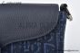 Dior Mini Saddle Messenger Bag with Flap Blue Oblique Jacquard with Blue Grained Calfskin