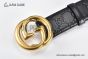 Gucci GG Marmont Embossed Leather Belt Black Leather With Rose Gold Interlocking G Buckle