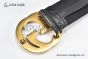 Gucci GG Marmont Embossed Leather Belt Black Leather With Rose Gold Interlocking G Buckle