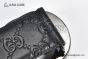 Gucci GG Marmont Embossed Leather Belt Black Leather With Gray Steel Interlocking G Buckle