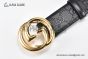 Gucci GG Marmont Embossed Leather Belt Black Calf Leather With Yellow Gold Interlocking G Buckle
