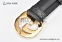 Gucci GG Marmont Embossed Leather Belt Black Calf Leather With Yellow Gold Interlocking G Buckle