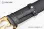 Gucci GG Marmont Embossed Leather Belt Black Calf Leather With Yellow Gold Interlocking G Buckle