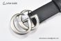 Gucci Wide Leather Belt with Gray Steel Double G Buckle