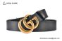 Gucci Wide Leather Belt with Rose Gold Double G Buckle