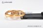 Gucci Wide Leather Belt with Rose Gold Double G Buckle