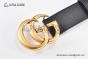 Gucci Wide Leather Belt with Rose Gold Double G Buckle