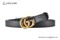 Gucci GG Marmont Reversible Belt Black Calf Leather With Rose Gold Double G Buckle