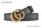 Gucci GG Marmont Reversible Belt Smooth Black Leather With Rose Gold Double G Buckle