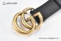 Gucci GG Marmont Reversible Belt Smooth Black Leather With Rose Gold Double G Buckle