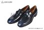 Christian Louboutin Chambelimoc Black/Blue Calf Leather and Piercing Loafers