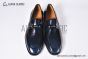Christian Louboutin Chambelimoc Black/Blue Calf Leather and Piercing Loafers