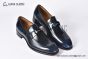 Christian Louboutin Chambelimoc Black/Blue Calf Leather and Piercing Loafers