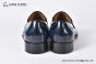 Christian Louboutin Chambelimoc Black/Blue Calf Leather and Piercing Loafers