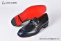 Christian Louboutin Chambelimoc Black/Blue Calf Leather and Piercing Loafers