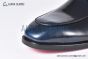 Christian Louboutin Chambelimoc Black/Blue Calf Leather and Piercing Loafers