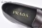 Prada Red Saffiano Calfskin Loafers with Hot-stamped Prada logo