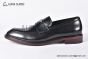 Prada Black Brushed Calfskin Loafers with the Iconic Enameled Metal Triangle Logo