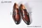 GUCCI Men's Brown Calfskin Buckle Loafers with GG