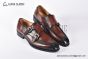GUCCI Men's Brown Calfskin Buckle Loafers with GG