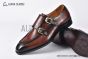 GUCCI Men's Brown Calfskin Buckle Loafers with GG