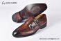 GUCCI Men's Brown Calfskin Buckle Loafers with GG