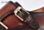 GUCCI Men's Brown Calfskin Buckle Loafers with GG