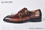 GUCCI Men's Brown Calfskin Buckle Loafers with GG