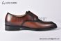GUCCI Men's Brown Calfskin Buckle Loafers with GG