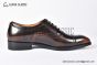 GUCCI Men's Brown Calfskin Lace-up Shoes with Brogue Details