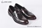 Prada Red Brushed Calfskin Loafers with the Iconic Enameled Metal Triangle Logo