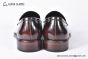 Prada Red Brushed Calfskin Loafers with the Iconic Enameled Metal Triangle Logo
