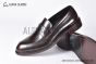 Prada Red Brushed Calfskin Loafers with the Iconic Enameled Metal Triangle Logo