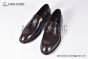 Prada Red Brushed Calfskin Loafers with the Iconic Enameled Metal Triangle Logo