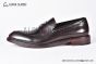 Prada Red Brushed Calfskin Loafers with the Iconic Enameled Metal Triangle Logo