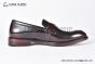 Prada Red Brushed Calfskin Loafers with the Iconic Enameled Metal Triangle Logo