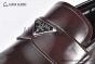 Prada Red Brushed Calfskin Loafers with the Iconic Enameled Metal Triangle Logo