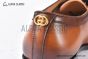 GUCCI Men's Brown Calfskin Lace-up Shoes with Interlocking G 
