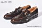 GUCCI Man's Dark Brown Calfskin Buckle Loafers  