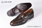 GUCCI Man's Dark Brown Calfskin Buckle Loafers  