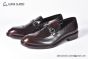 Prada Red Brushed Calfskin Loafers with the Logo-engraved Enameled Metal Bit Ornament