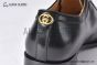 GUCCI Men's Black Calfskin Lace-up Shoes with Interlocking G 