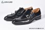 GUCCI Men's Black Calfskin Monk Starp Shoes