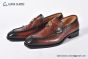 GUCCI Men's Brown Calfskin Loafers with YG Interlocking G
