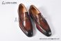 GUCCI Men's Brown Calfskin Loafers with YG Interlocking G