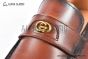 GUCCI Men's Brown Calfskin Loafers with YG Interlocking G