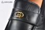 GUCCI Men's Black Calfskin Loafers with Interlocking G