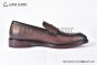 Prada Saffiano Red Calfskin Loafers with Hot-stamped Prada logo